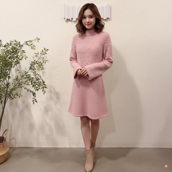Lost + Wander Dresses & Skirts - Lost + Wander Margot Fit & Flare Sweater Mini Dress in Dusty Rose One Size NWT